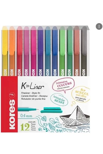 kores Fineliner Set 12 Pieces Mixed Color