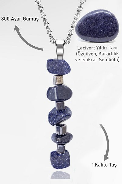 Erilsa Certified Broken Stone Model Navy Blue Star Stone Necklace