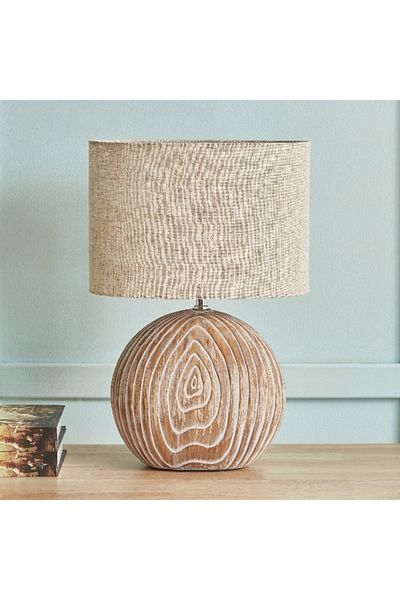 Home Box Novalie Ceramic Table Lamp with Linen Shade - 52 cm