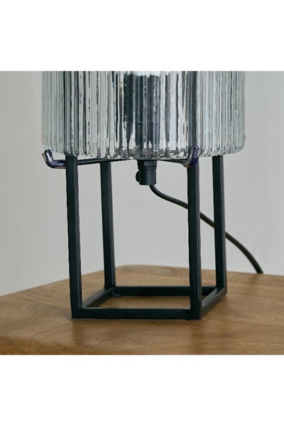 Home Box Aron Metal Table Lamp with Textured Glass - 16x35 cm