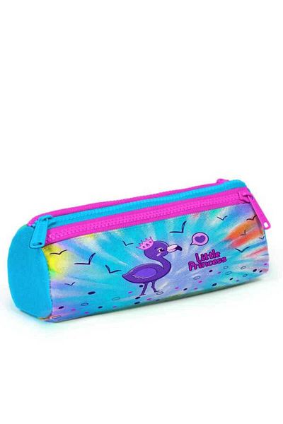 Coral High 22030 Μοντέλο τριών διαμερισμάτων μπλε και ροζ μοτίβο Flamingo τσάντα μολυβιού