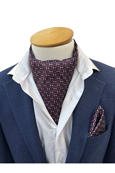 TMFASHİON Erkek Vintage Desen Kendinden Bağlı Boyun Monşer  Ascot Fular  Cep ...
