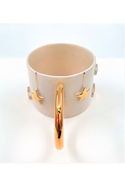 Monako Limited Edition 24 Carat Gold Embroidered, Star Embossed, Handmade Mug 200 ml