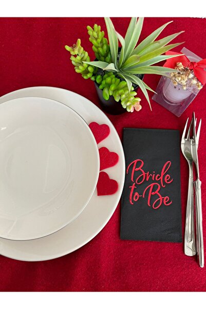 kidspartim منديل أسود مذهّب باللون الأحمر مكون من 16 قطعة - العروس