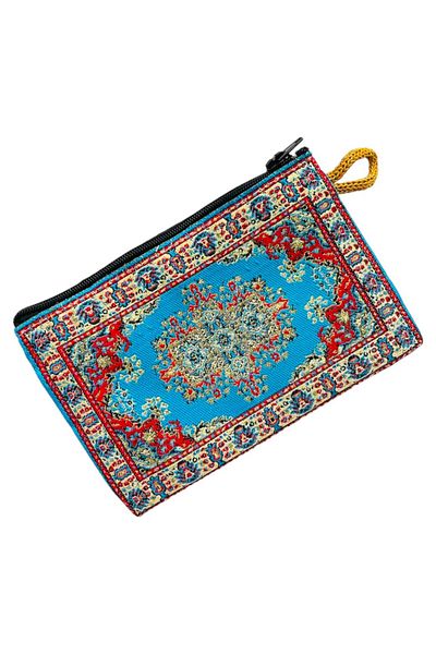 GALATA GIFT Portofel de damă de mărime medie - elegant, cu fermoar, căptușit, portofel pentru monede cu model Kilim 15x10