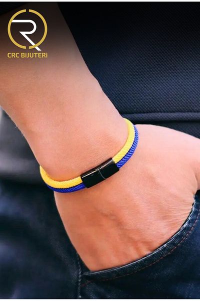 Crc Bijuteri Yellow-Navy Blue Fan Bracelet