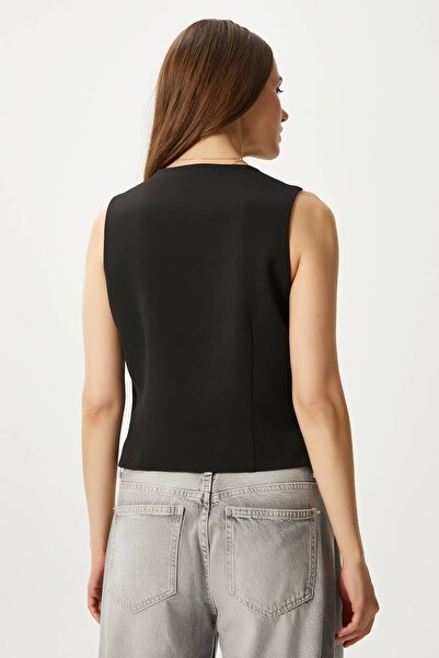 Ritnice Women's Style Black Lined Woven Vest