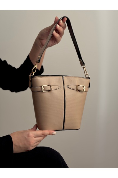 Molie Geantă de mână și de umăr pentru femei, model Mink Bucket, reglabilă cu...