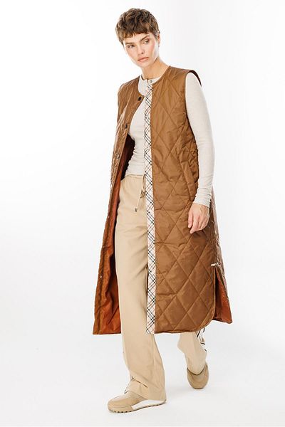Micca Unique 24 Garni Detailed Quilted Long All-Time Sports Vest-Earth