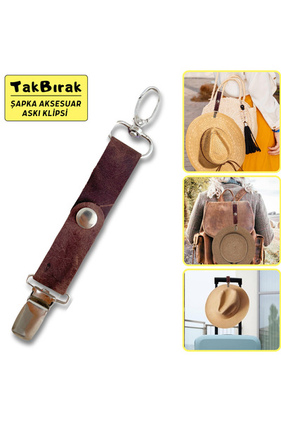 YeferStore Şapka & Aksesuar Askı Klipsi, Hakiki Deri&Metal Aparat Valiz Çanta...