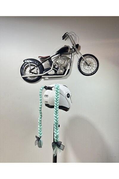 Butik Motor & Motosiklet Su Yeşili Çift Örgülü Saç Kask Dış Aksesuar