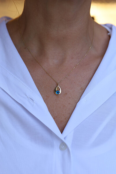 Yenigün Kuyumculuk 14 Ayar Altın Damla Nazarlık Kolye