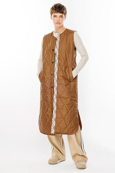 Micca Unique 24 Garni Detailed Quilted Long All-Time Sports Vest-Earth