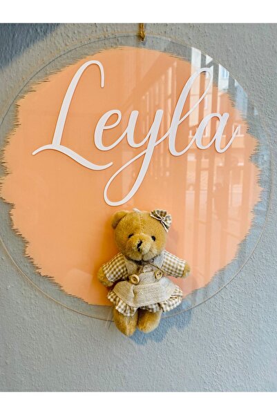 Zen Ahşap Tasarım Yenidoğan Kapı Süsü/ Bebek Odası Kapı Süsü / Ayıcıklı Pileksi Kapı Süsü