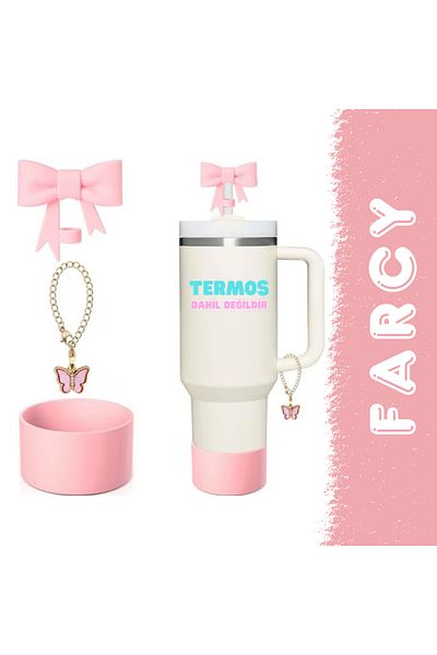 FARCY Quencher 30-40 oz - 3-Piece Pink Silicone Accessory Set, Stopper Charm and Base Protector