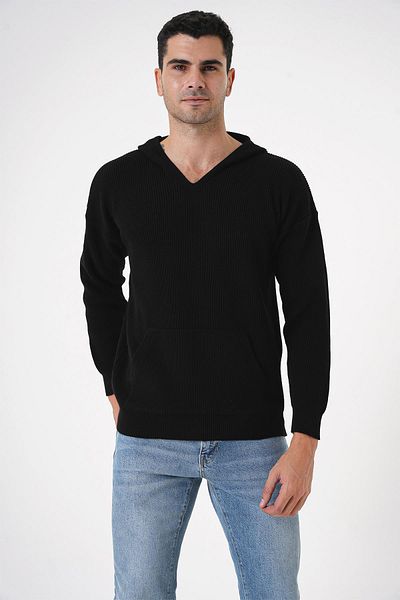 CHUBA Men's Thessaloniki Knit Sweater - Hooded and Pocketed, Black 25W2002