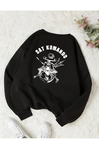 Massgai Πουλήστε Commando Printed Unisex Oversize Φούτερ - Crew Neck Hoodie