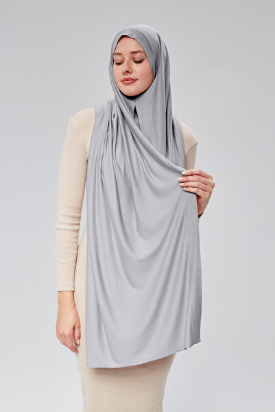 Sonbaharmoda Women's Hijab Combed Shawl Ready Practical Snap-On Easily Wear Long Four Seasons Cotton Shawl