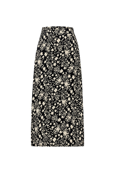 Mudo Flower Printed A-Line Midi Skirt
