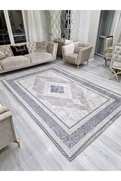 ALLGELSİN Lastikli Halı Örtüsü 6m2 Ebat 200x300cm Altı MetreKare Yıkanabilir Halı Kılıfı Modern Çizgili Örtü