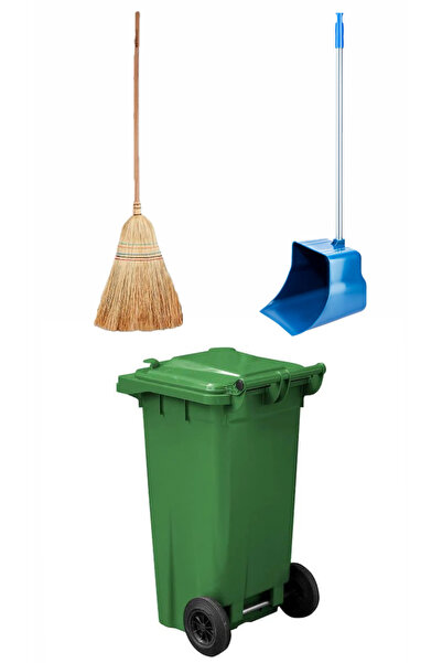 Genel Markalar 1 Adet Yesil Plastik Çöp Konteyneri 120 lt Isıya Karşı Dayanık...