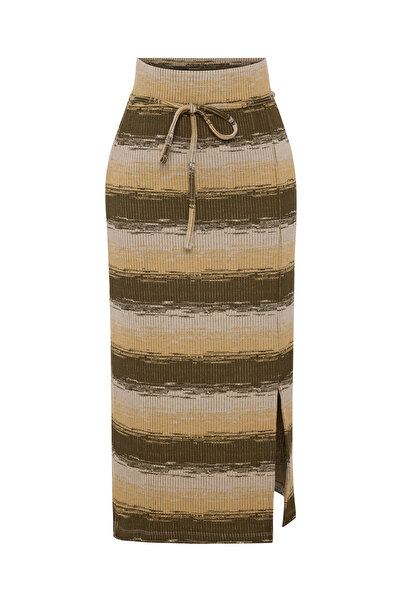 Mudo Striped Knitting Midi Skirt