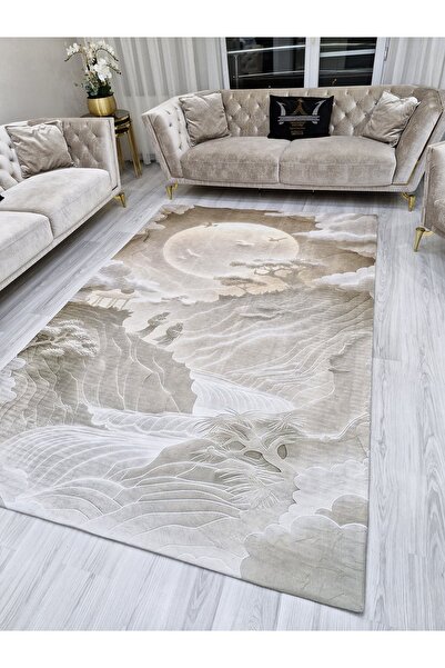 ALLGELSİN غطاء سجاد مربع قابل للغسل بطول 6 متر مربع - 200 × 300 سم، قاعدة مطاطية، مخطط حديث