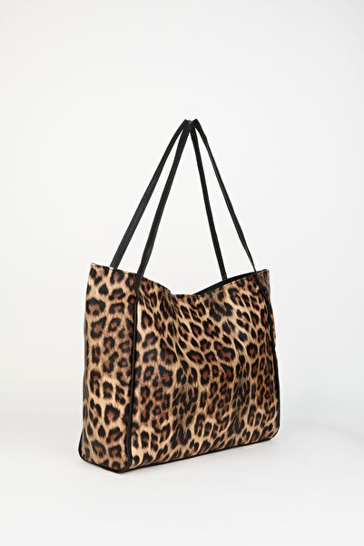 Vivaq Női műbőr leopárd mintás nagyméretű cipzárral záródó kézitáska és válltáska