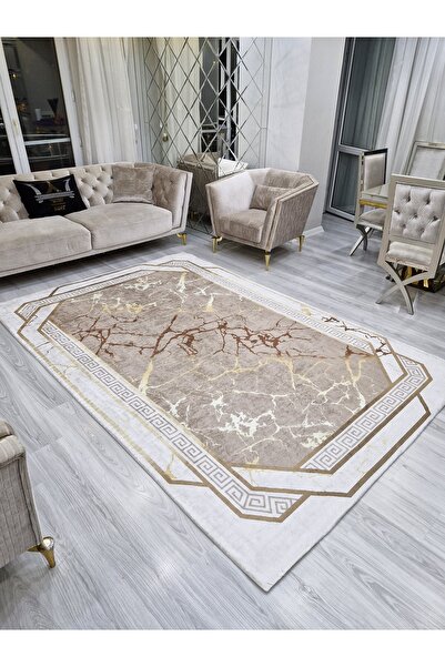 ALLGELSİN 6m2 metri Husa de covor patrata lavabila - 200x300cm, fund elastic, dungi moderne