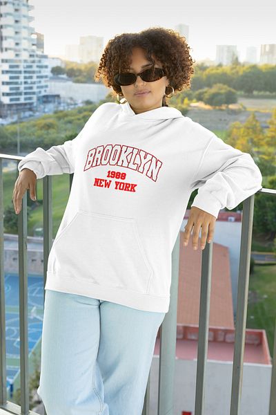 SUNFREE Φούτερ Brooklyn Printed - Ασπρόμαυρο Oversize Unisex Φούτερ