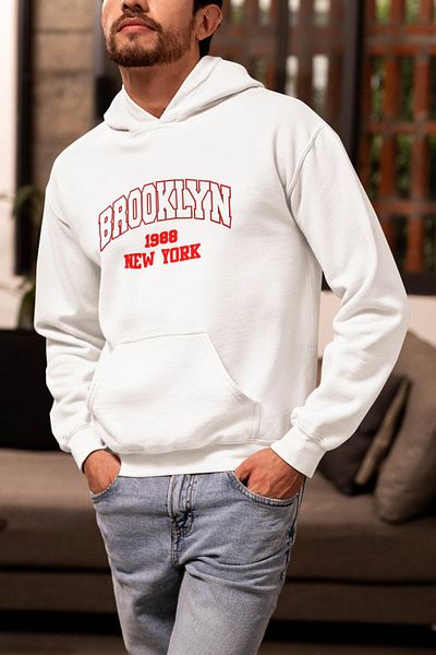 SUNFREE Φούτερ Brooklyn Printed - Ασπρόμαυρο Oversize Unisex Φούτερ