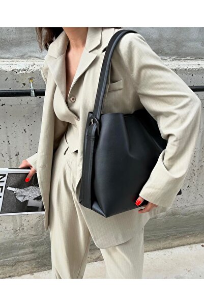 selma demir حقيبة يد وكتف نسائية سوداء كبيرة الحجم