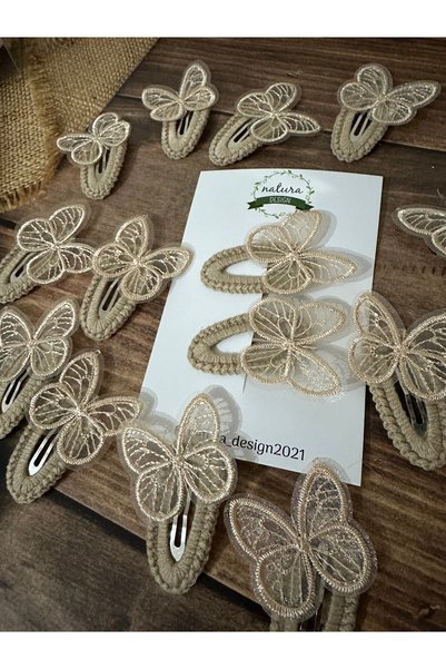 NATURA DESİGN Natura Design Double Snap Butterfly Clasp Set Gold