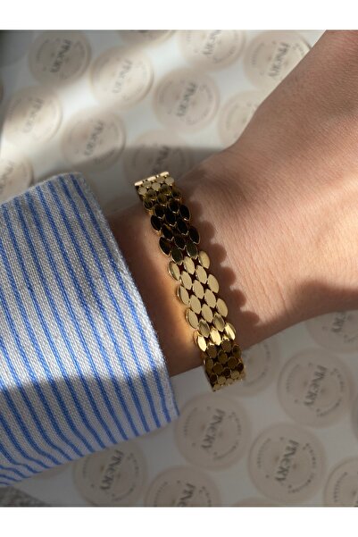 Pinery Jewels Örme Halka Çelik Kararmaz Kelepçe Kadın Bileklik