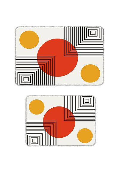 BigArts Home Colorful Decorative Modern Bath Mat - Non-Slip Base, Washable Set Set 50X60-60X90 cm
