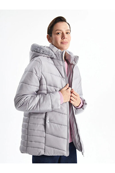 LC Waikiki Lcwaikiki Classic Gray Hooded Women's Puffer Jacket