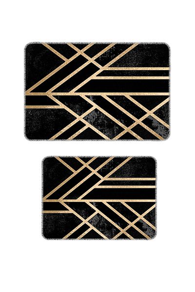 BigArts Home Modern Decorative Non-Slip Based Washable Bath Mat - Gold 50X60-60X90 cm