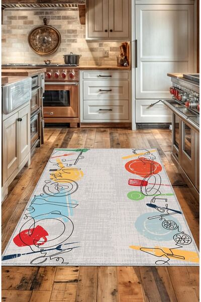 BigArts Home Dekoratif Modern Vintage Retro Tasarım Kaydırmaz Taban Renkli Mu...