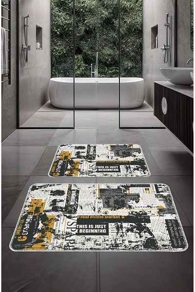 BigArts Home Modern Decorative Gray Non-Slip Base Washable Bath Mat - 50X60/60X90 cm