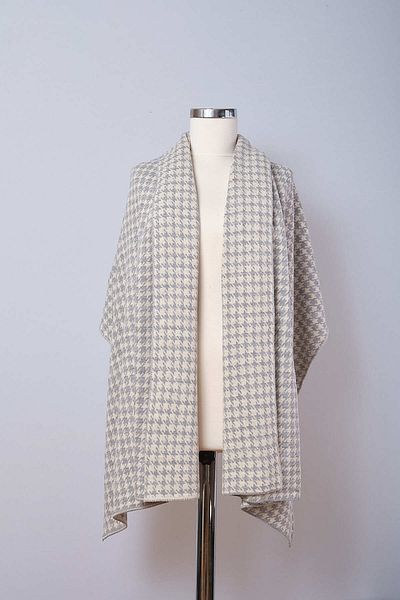 Sebir Moda Houndstooth Patterned Knitwear Shawl