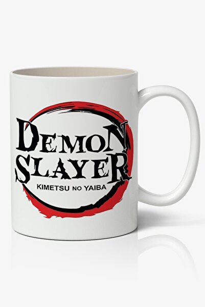 Toyaso Demon Slayer İblis Keser Logolu Anime Temalı Beyaz Kupa Bardak Sevgili...