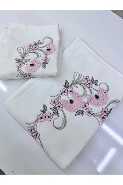 Dantelux Хазангулю Кадифе Біла Крапля Модель Мати з дочкою Весільний набір Крем Колір Рушник