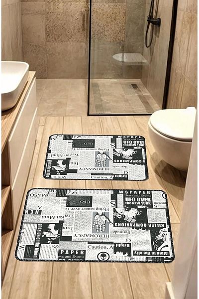BigArts Home Modern Decorative Gray Non-Slip Base Washable Bath Mat - 50X60/60X90 cm