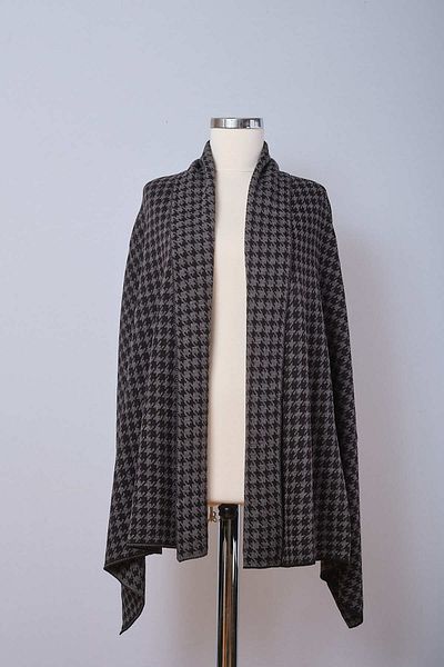 Sebir Moda Houndstooth Patterned Knitwear Shawl