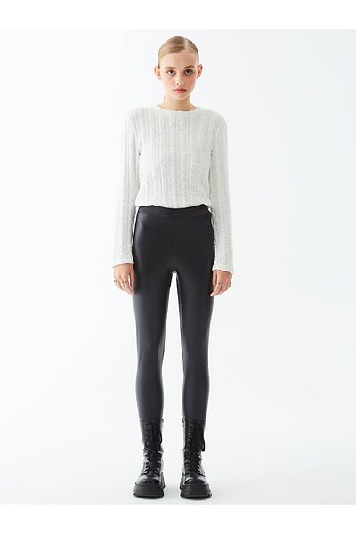 Ltb Faux Leather Black Tights