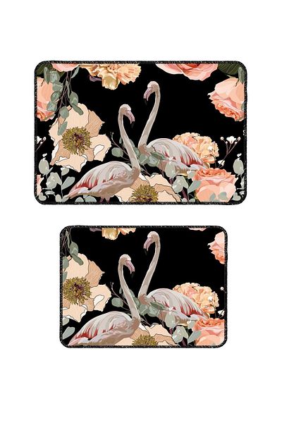 BigArts Home Decorative Modern Design Non-Slip Base Washable Set Set Black Mat 50X60-60X90 cm