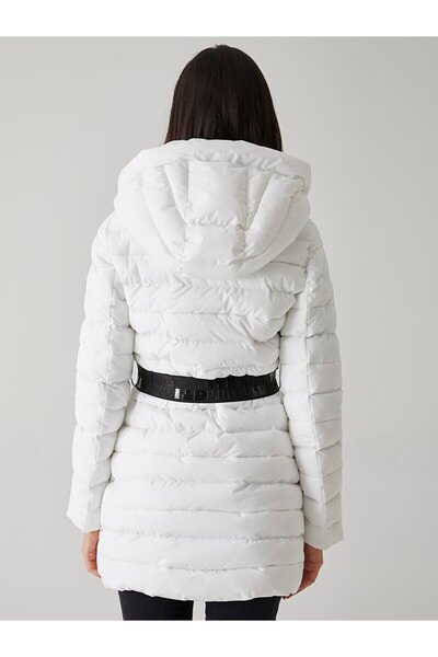 Ltb Λευκό μπουφάν με ζώνη