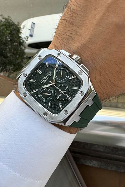 Homies New Season Men's Wristwatch Green Color with Silicone Cord Waterproof Bracelet Gift.