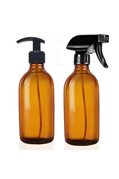 Alsun Sprey ve sıvı sabun pompalı 250 Ml Cam Amber Şişe 2 Adet