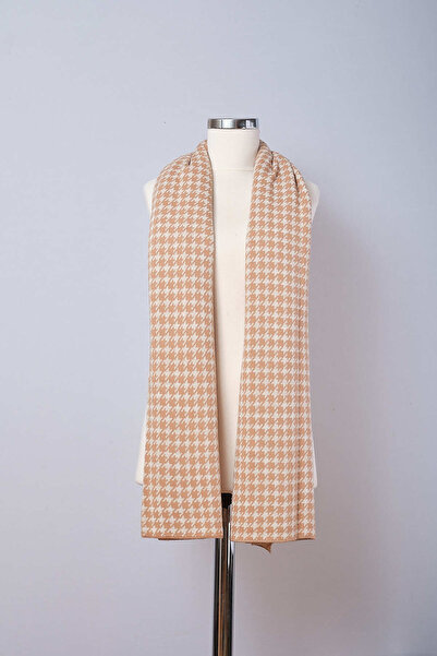 Sebir Moda Houndstooth Patterned Knitwear Shawl